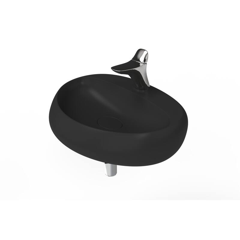 Rosaria 24" Matte Black Porcelain Wall Mounted Bathroom Sink