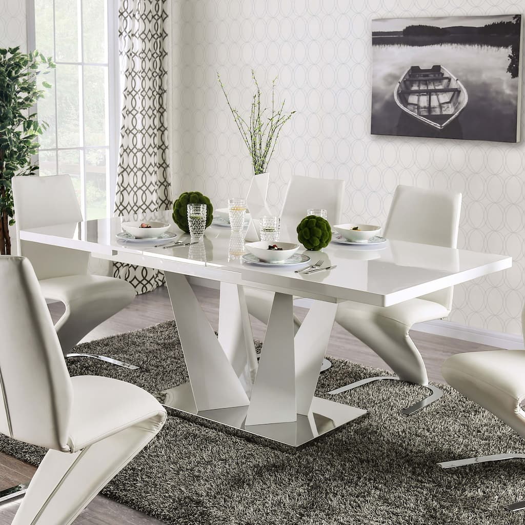 Furniture of America Jola Modern White 78-inch Expandable Dining Table