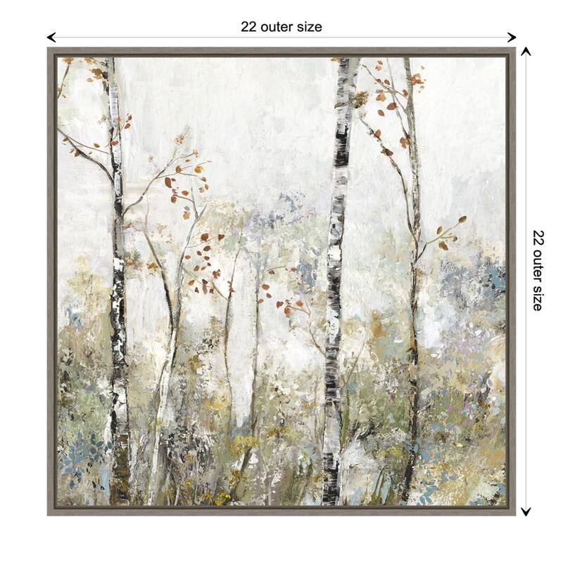 Soft Birch Forest II by Allison Pearce Framed Canvas Wall Art Print - Sylvie Greywash - 22 x 22 in