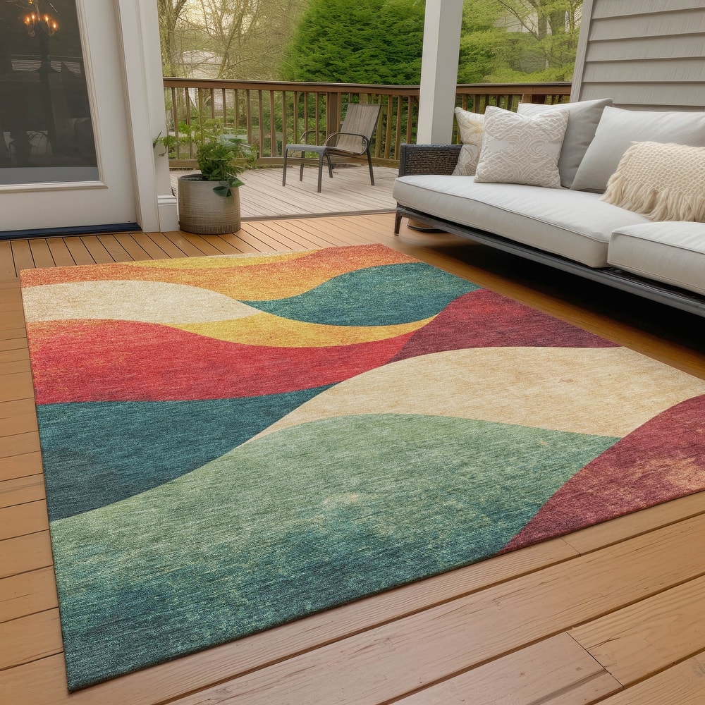 Machine Washable Indoor/Outdoor Soft Contemporary Chantille Rug