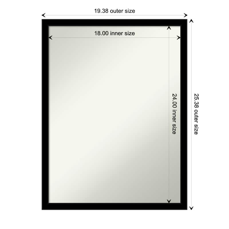 Non-Beveled Bathroom Wall Mirror - Jet Black Frame - 19 x 25 in - Jet Black