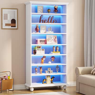 9-tier Tall Bookshelves LED Bookcase for Study Room