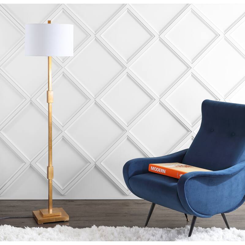 Windsor 61.5" Resin/Metal LED Floor Lamp, Gold Leaf by JONATHAN Y - Gold Leaf - 61.5" H x 15" W x 15" D