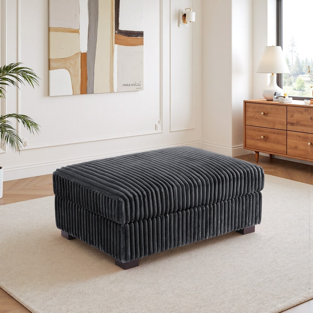 Modern Cotton Flannel Upholstery Oversized Ottoman
