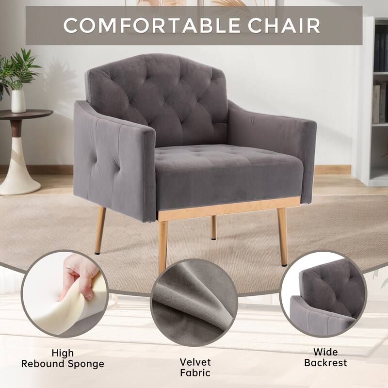 Tufted Decorative Fabric Armchair