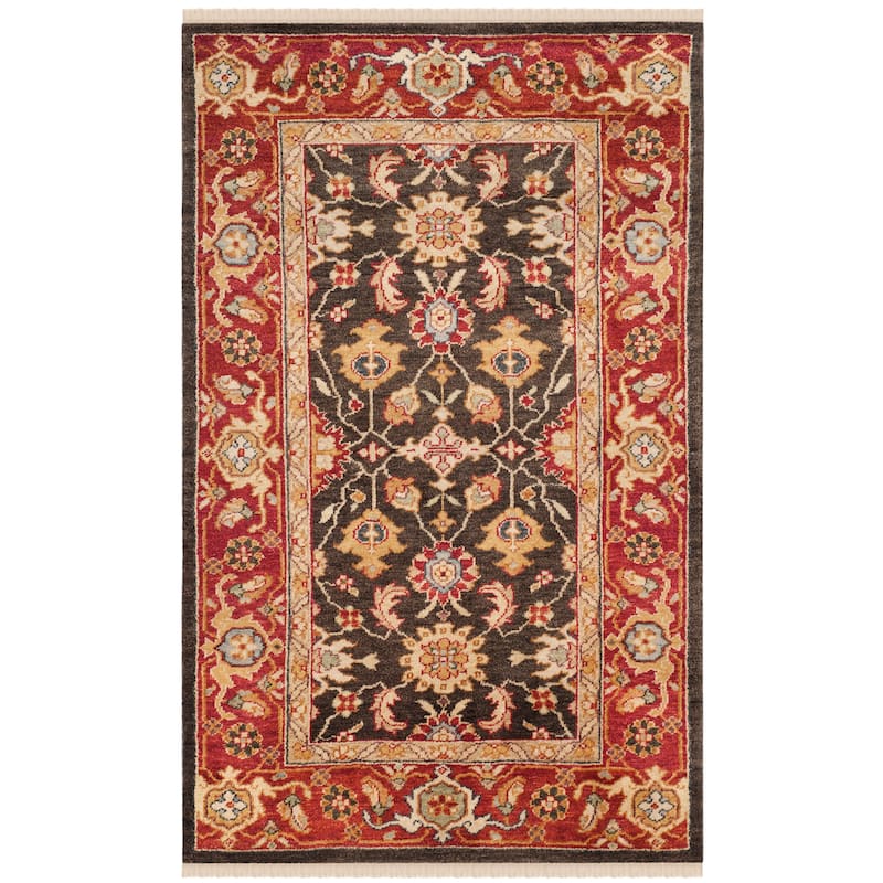 SAFAVIEH Couture Hand-knotted Samarkand Atena Traditional Oriental Wool Rug - 3' x 5' - Green/Red