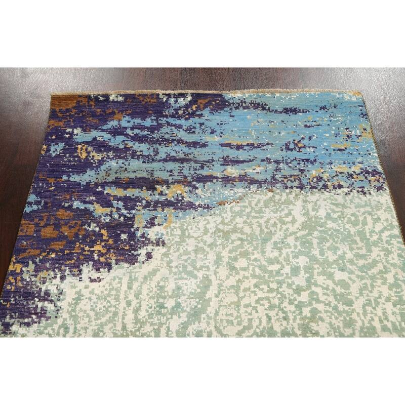 Wool/ Silk Artistic Contemporary Abstract Oriental Area Rug Handmade - 4'1" x 6'1"