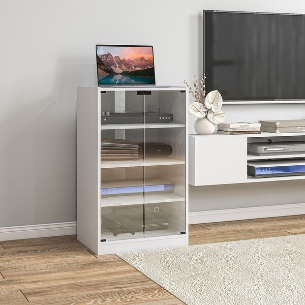 Audio cabinet with glass doors top