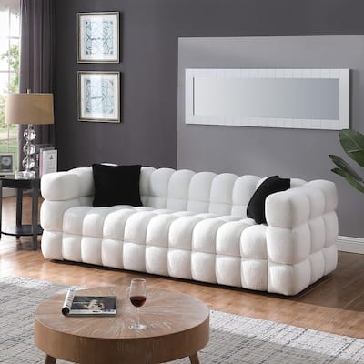 35.83" Deepth Marshmallow Boucle Sofa for Living Room