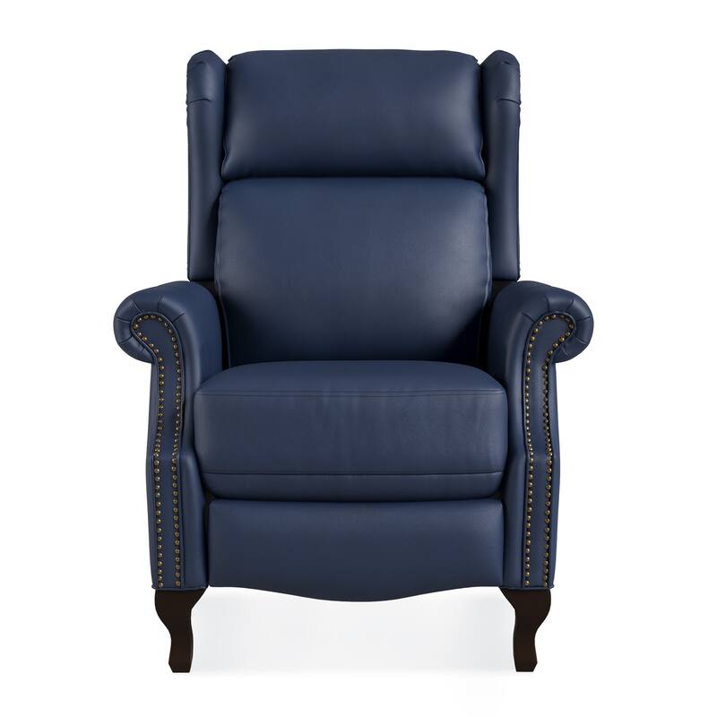 Push Back Genuine Leather Recliner Chair,Modern Recliner Sofa With Adjustable Backrest And Single Chair For Living Room