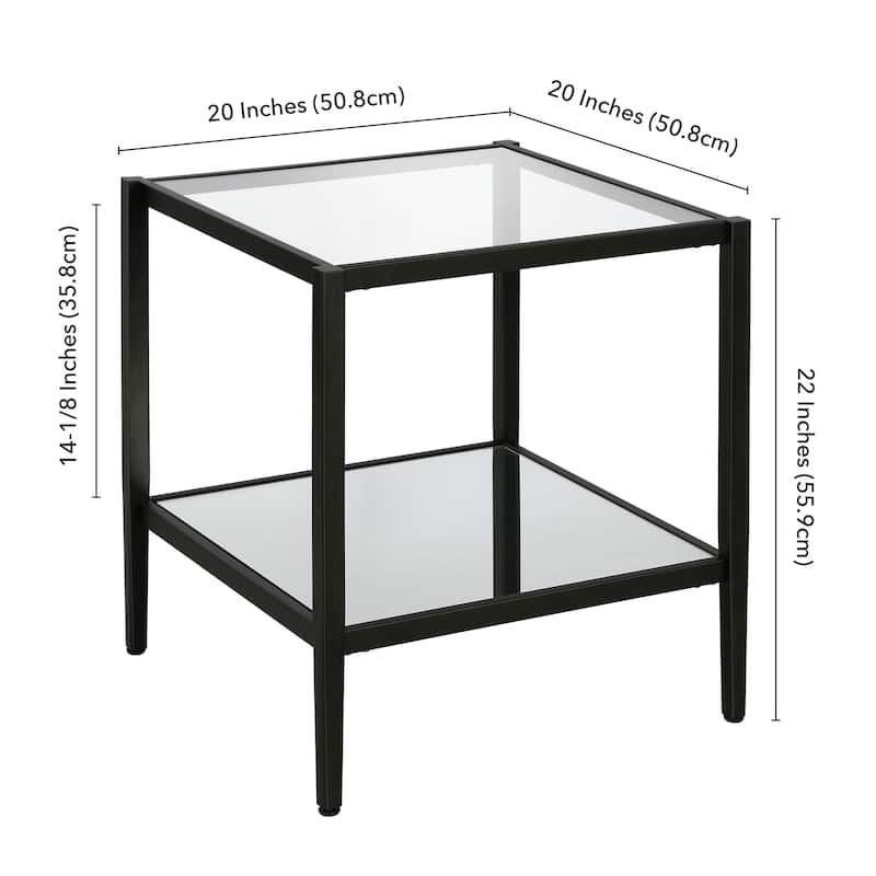 Hera 20" Wide Square Side Table with Mirror Shelf - 20" Wide