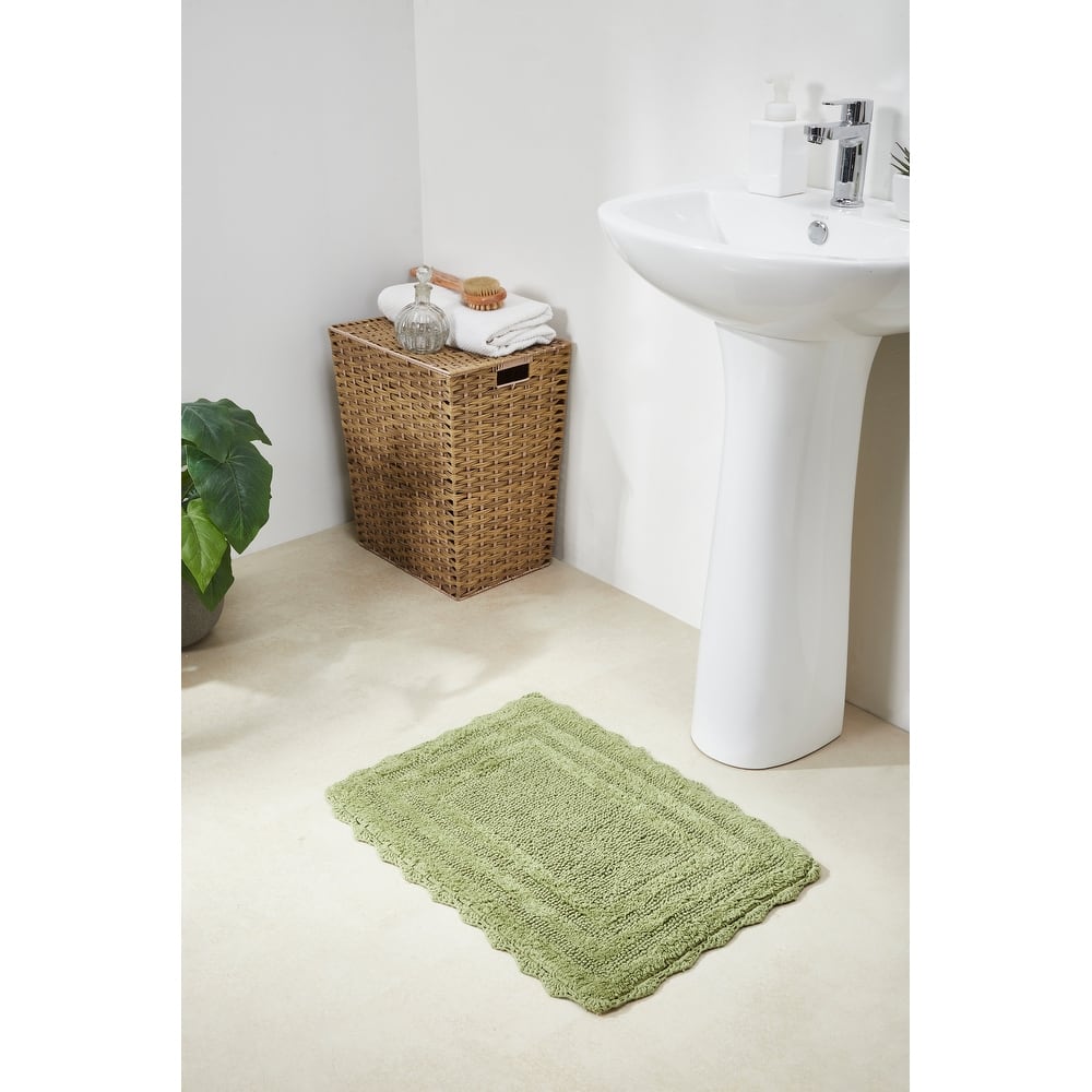 Better Trends Bath Rugs Set 100% Cotton Soft & Water Absorbent Tufted Bathroom Rug for Shower, Sink Bath Mats Lilly Crochet