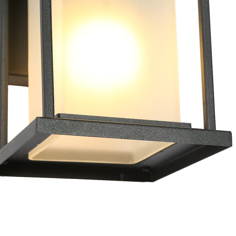 Modern 1-light Lantern Outdoor Glass Wall Light LED Dimmable Exterior sconce for Garage Porch Front Door