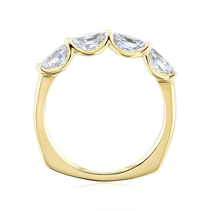 Kobelli 1.3 Carat Lab Grown Diamond 14k Solid Gold Euro Shank 4-Stone Kelsey Wedding Ring