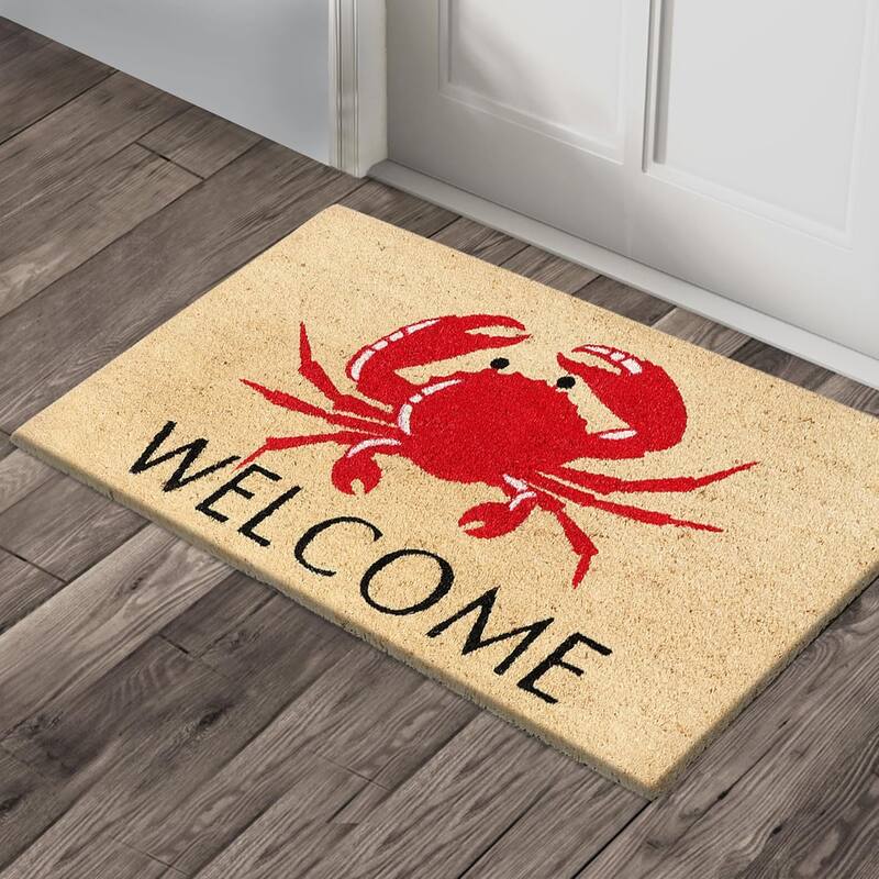 A1HC Natural Coco Coir Door Mat with Heavy Duty Non-Slip PVC Backing - 18" x 30" - Easy to Clean
