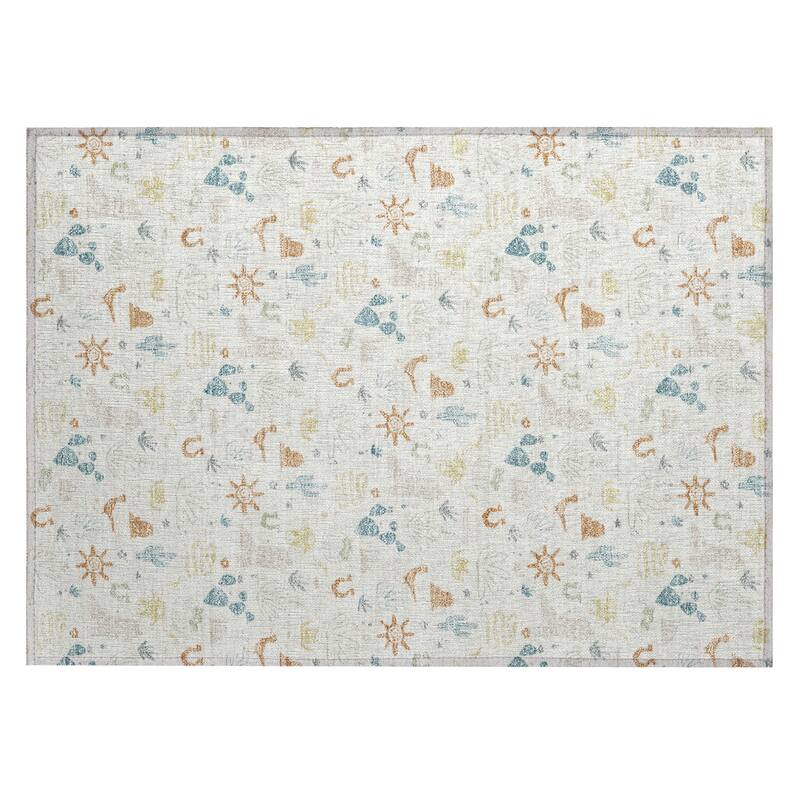 Machine Washable Indoor/ Outdoor Cowboy Ranch Chantille Rug