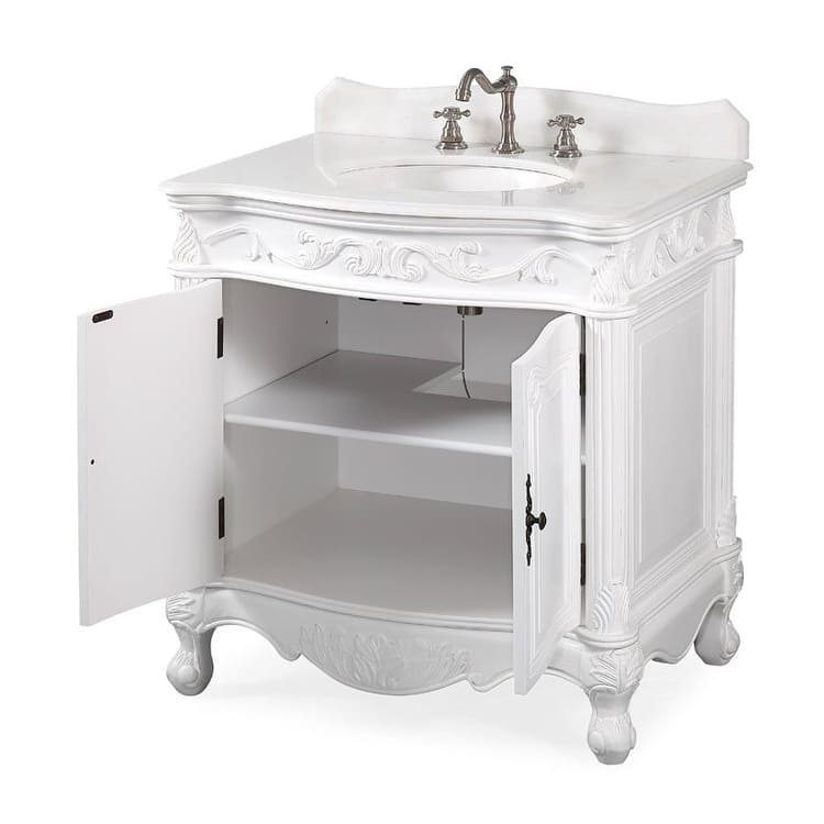 32" Benton Collection Fiesta Antique Style White Bathroom Vanity
