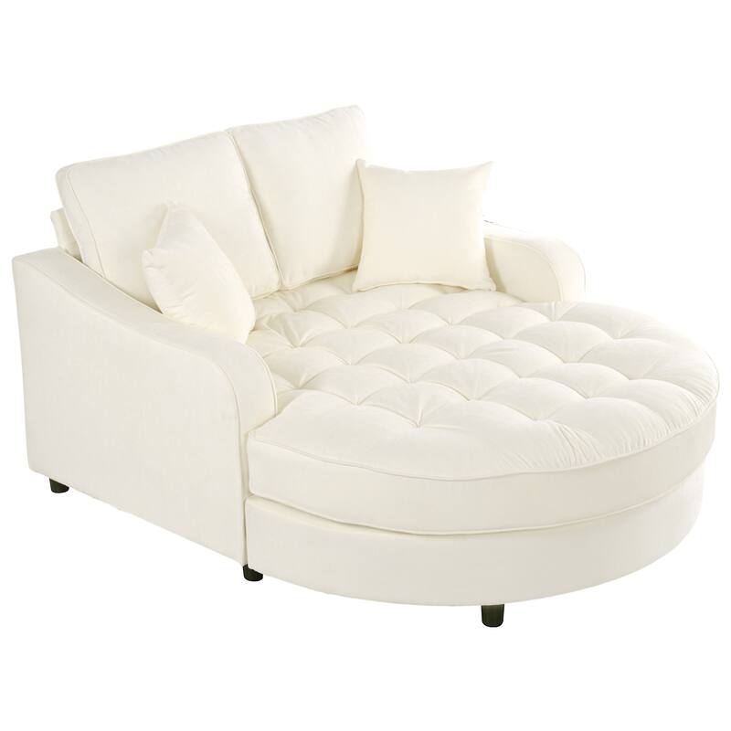 55" Modern Chaise Lounge Sofa Bed Upholstered Sofa Couch with Tufted Seat and Detachable Pillows for Living Room