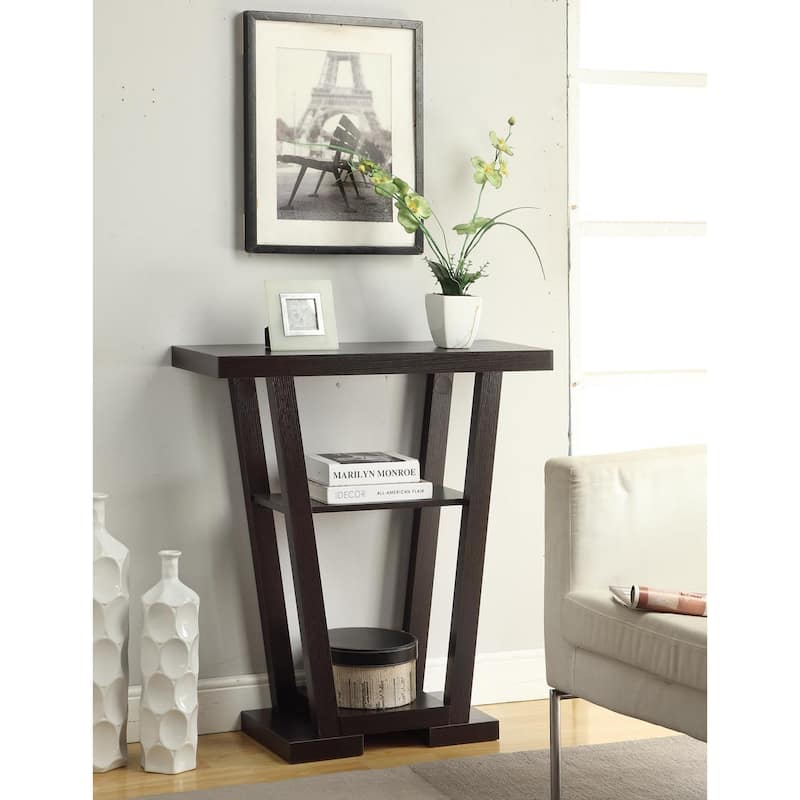 Convenience Concepts Newport V Console with Shelves - Driftwood