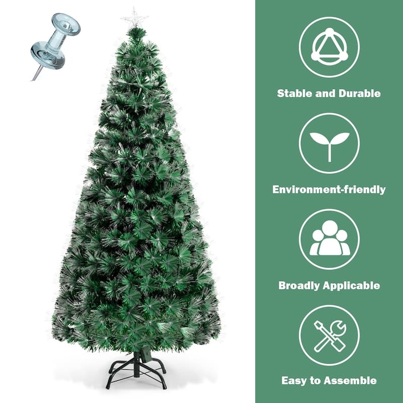 Gymax 5FT/6FT/7FT Pre-lit Fiber Optic ArtificialChristmas Tree w/LED - See Details