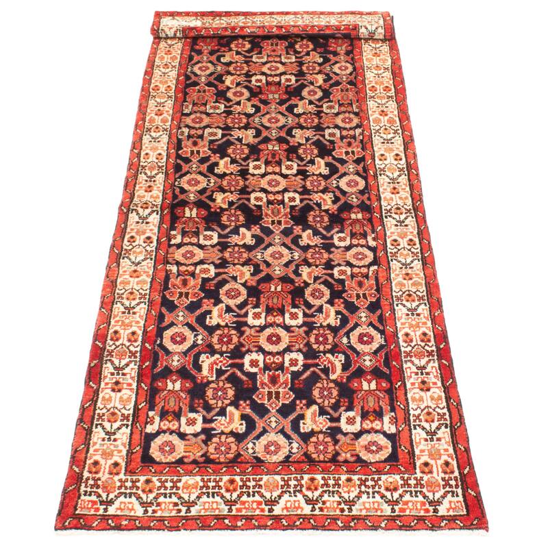 ECARPETGALLERY Hand-knotted Andelz Navy Wool Rug - 3'4 x 9'6