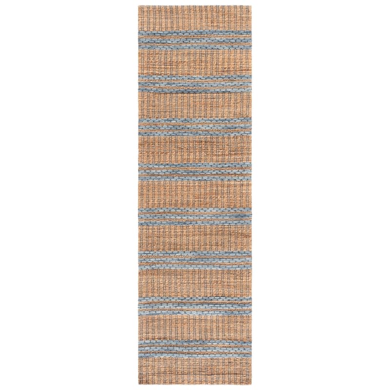 Martha Stewart by SAFAVIEH Handmade Friedhilde Jute Rug - 2'3" x 8' Runner - Natural/Light Blue