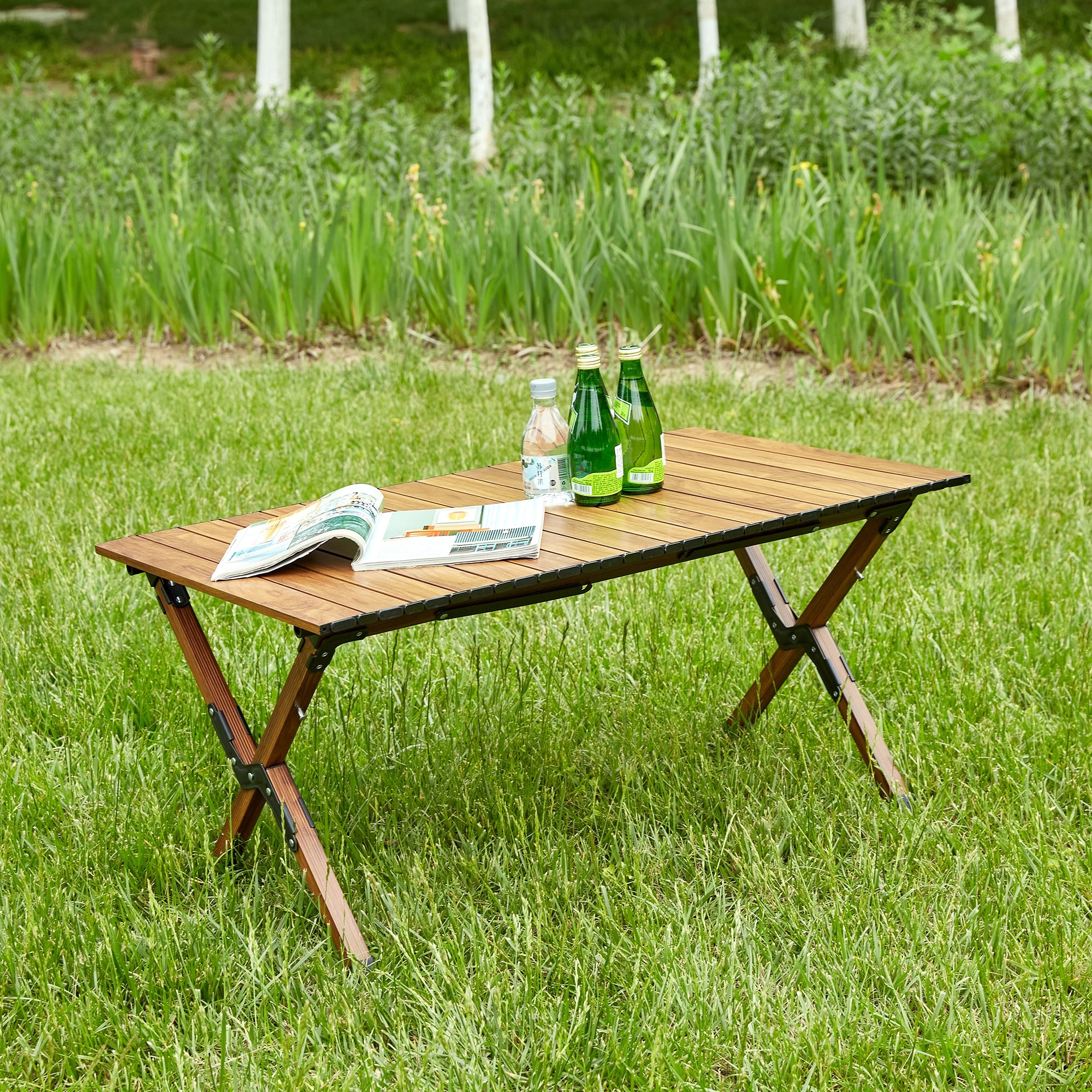 Folding Outdoor Table Lightweight Aluminum Roll-up Rectangular Table - Bed  Bath \u0026 Beyond - 43016569, image size:2000x2000