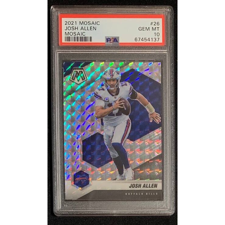 Josh Allen 2021 Panini Mosaic Silver Prizm Football Card #26 Graded PSA 10 - 8'6" x 11'6"