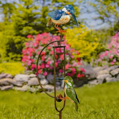 53 Inch Metal Dual Hummingbird Rocking Stake