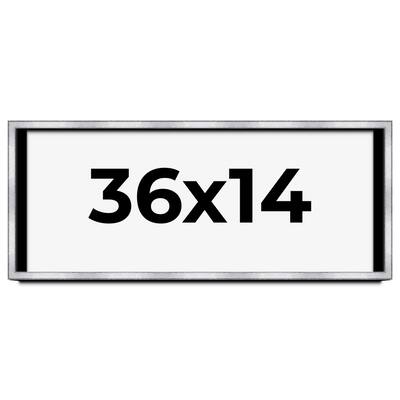 36x14 Shadow Box Frame Silver | 1.375 Inches Deep Real Wood