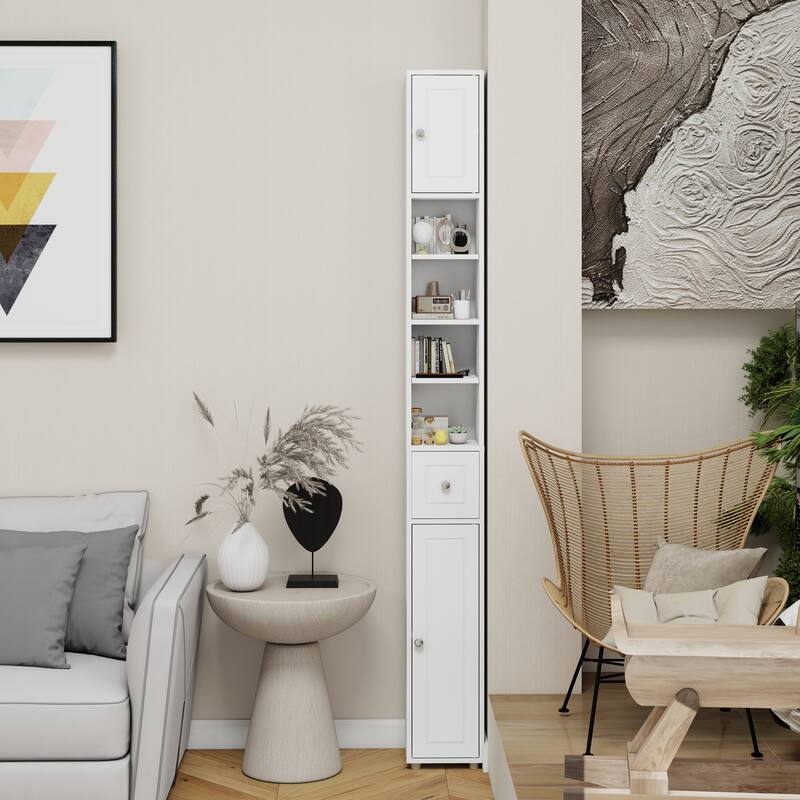 Elegant Storage Cabinet with 2 Doors and 4 Adjustable Shelves Vanity Cabinet Clothes Cabinet Dressing Cabinet for Bathroom