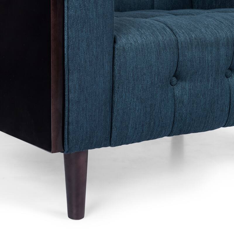 Modern Contemporary Botton Tufted 3-Seater Sofa with Square Arms