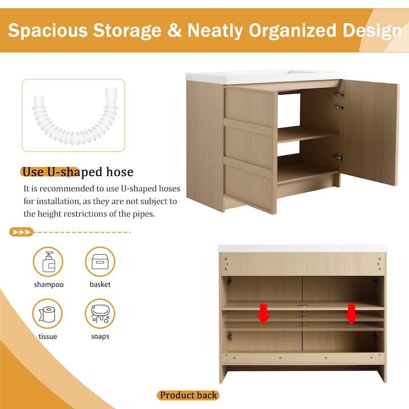 Malwee 36"/42"/48" FreeStanding Bathroom Vanity with Sink