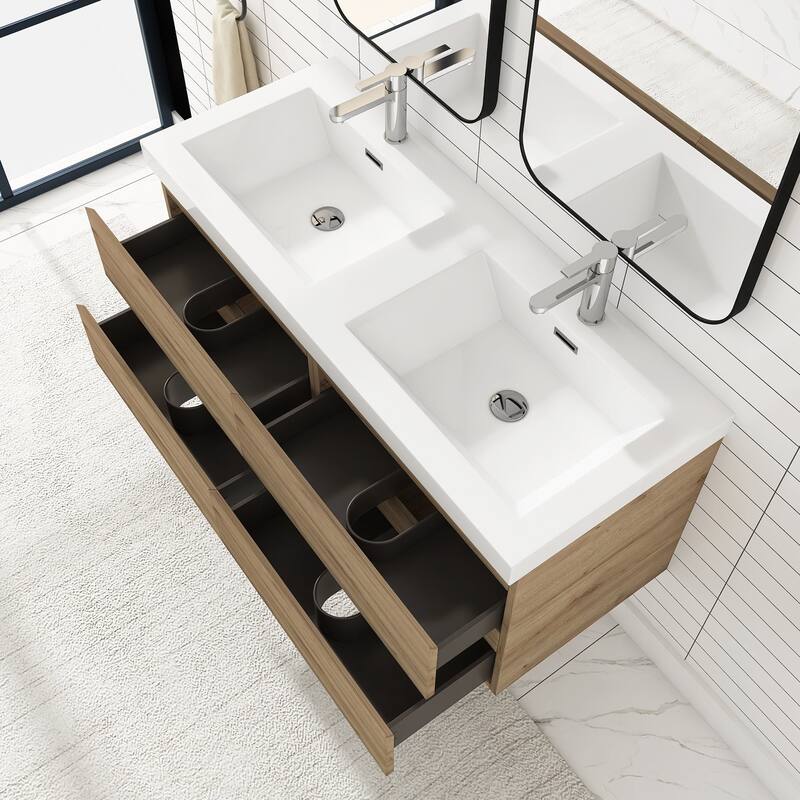 Angela 47 in.W x 19.5 in.D x 20.5 in.H Wall-Mounted Bath Vanity with White Cultured Marble Top