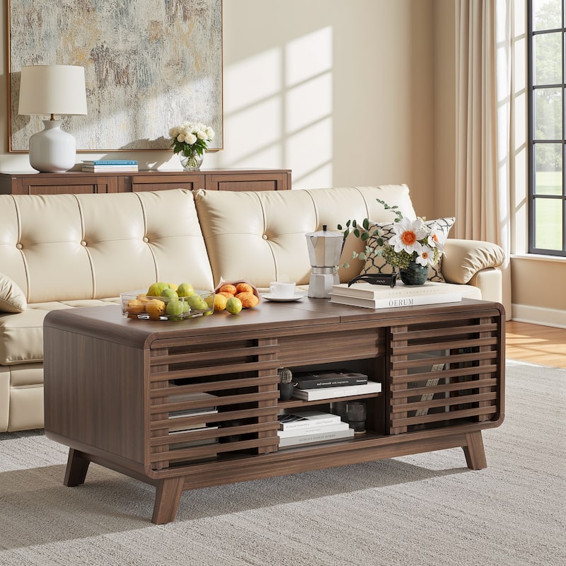 Pocassy Coffee Table with Storage for Home Living Room - Coffee