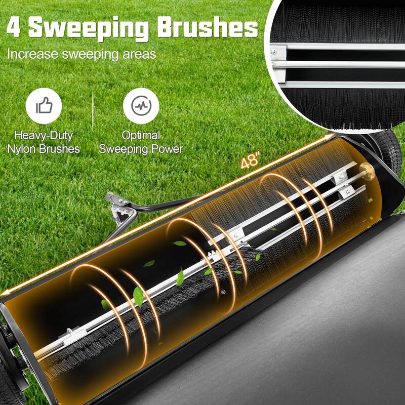 Costway 42" Tow-Behind Lawn Sweeper with 26 Cu.FT Large-Capacity - See Details