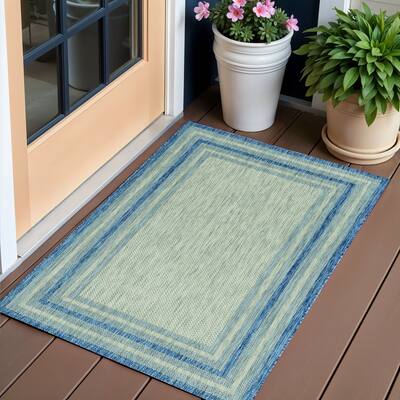 Faro Stripe Weather Resistant Modern Chic Outdoor Rug - 3' X 4'