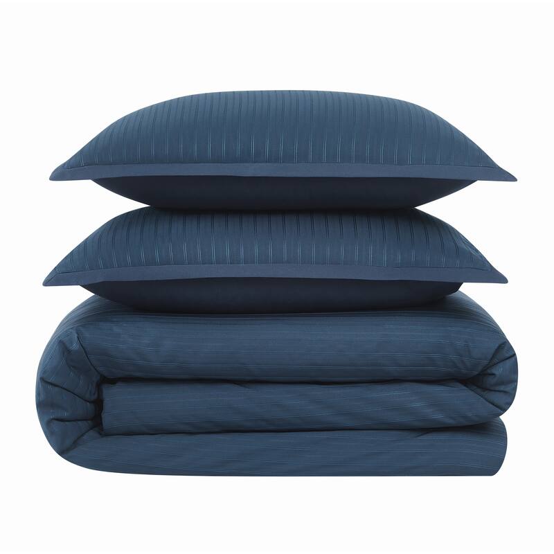 Royal Velvet Olivia Stripe Full/Queen Comforter Set - Navy - King