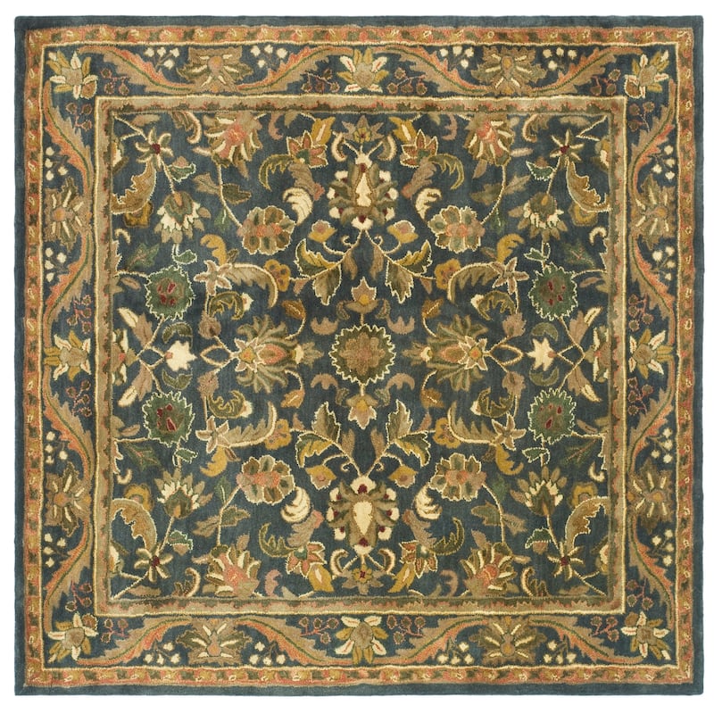 SAFAVIEH Handmade Antiquity Manerva Traditional Oriental Wool Rug - 6' Square - Blue/Gold