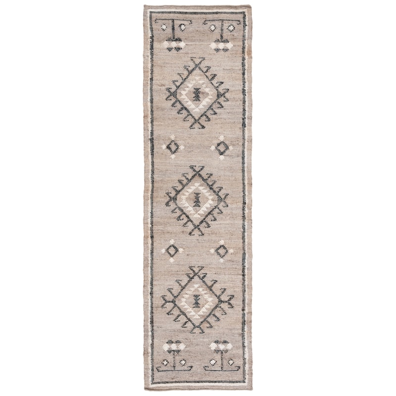 SAFAVIEH Flatweave Kilim Emiljana Jute Rug - 2'3" x 9' Runner - Grey/Black