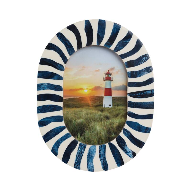 Resin Oval Picture Frames Bold Striped Design for Wall Decor Accent