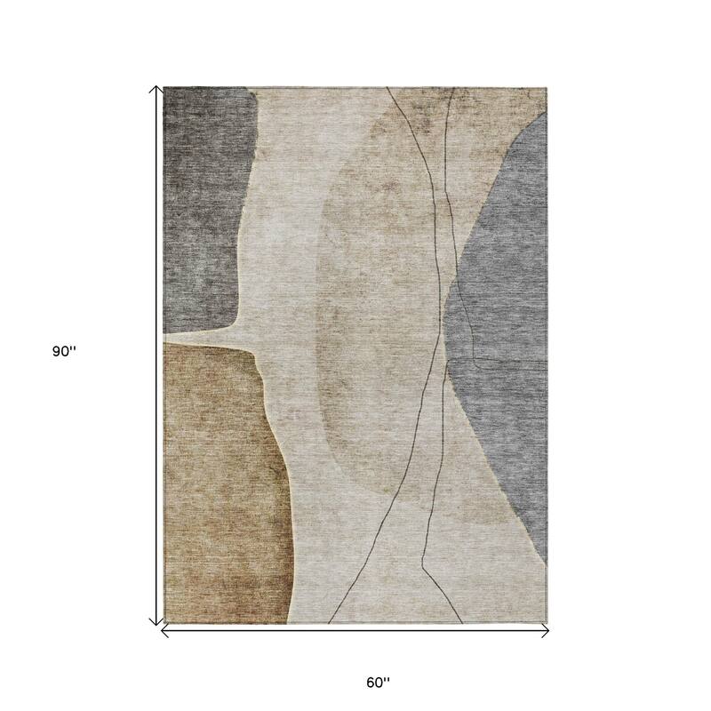 HomeRoots Abstract Transitional Rectangle Outdoor Rug