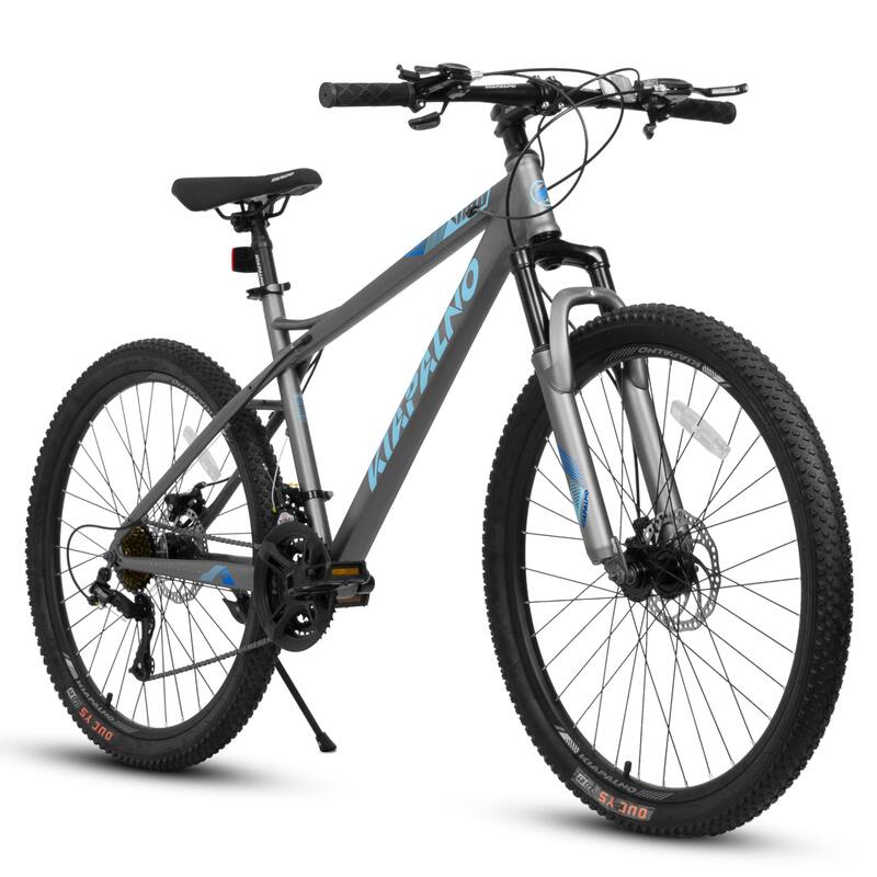 26-Inch Mountain Bike 21-Speed Gear Bicycle, High Carbon Steel Frame w/Front and Rear Mechanical Disc Brakes for Adults & Teens - Blue