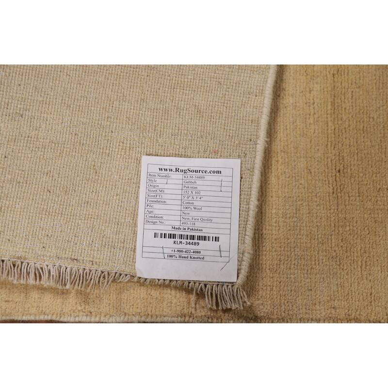 Gabbeh Oriental Foyer Rug Accent Hand-Knotted Wool Carpet - 3'4"x 5'0"