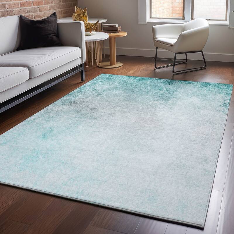 Premium Washable Super Soft Solid Ombre Mayfield Rug - Teal - 10' x 14' - Rectangle