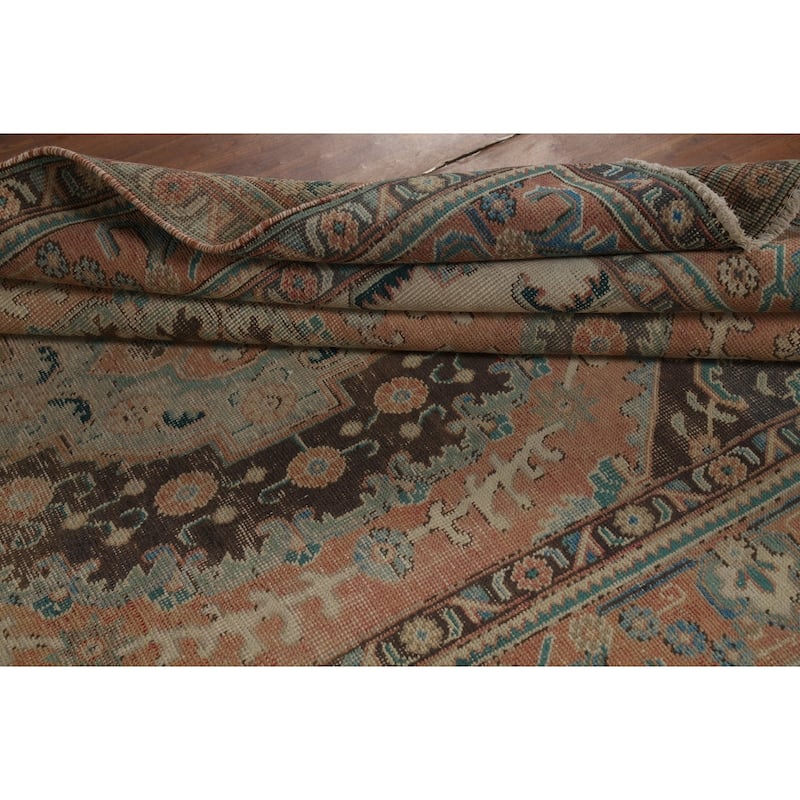 Vintage Orange Tabriz Persian Rug Handmade Traditional Wool Carpet - 6'7" x 9'4"
