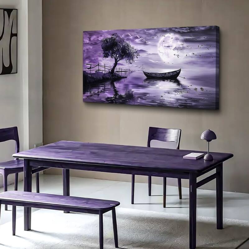 Modern Purple Lake View Wall Pictures Artwork
