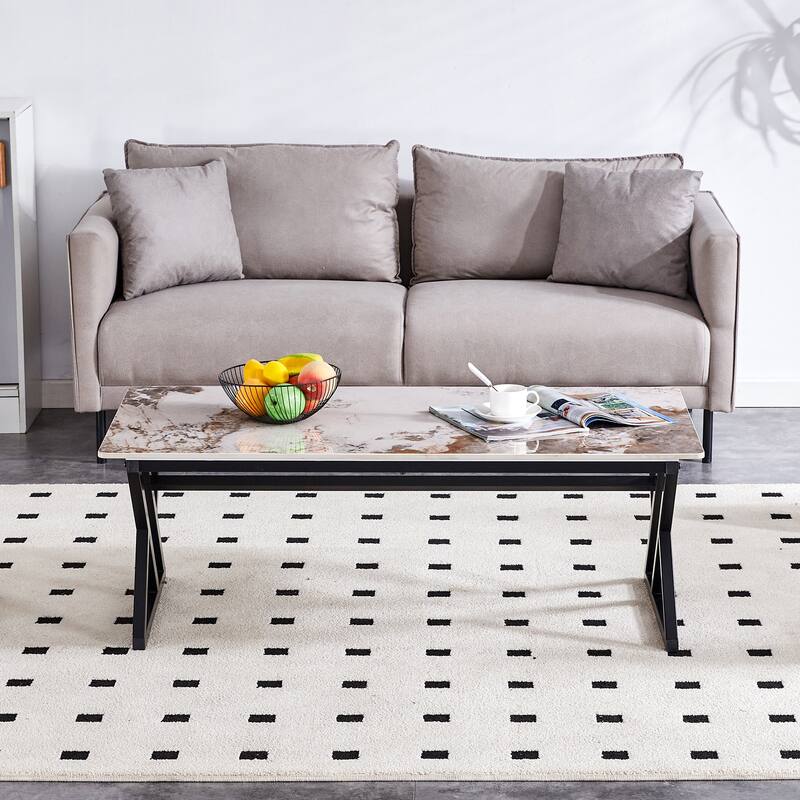 A Coffee Table Is Made Of Rock Slab Material