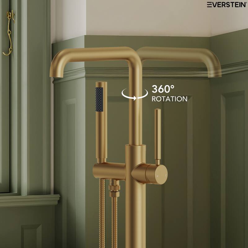 Freestanding Tub Faucet with Hand Shower,Modern Floor-Mount Bathtub Faucet
