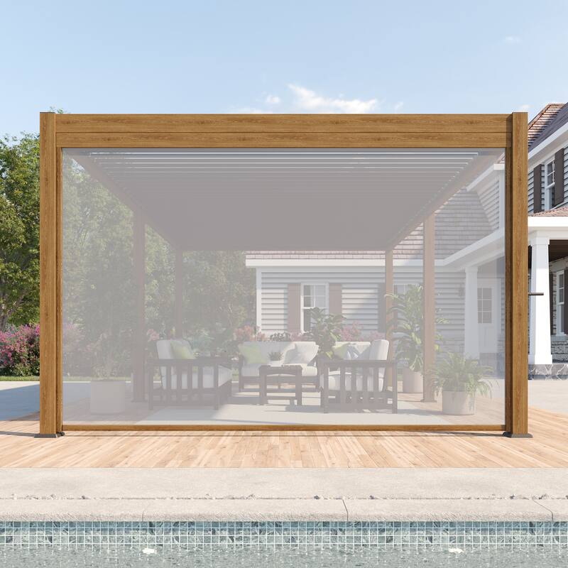 BONOSUKI Adjustable Height Pull Down Privacy Screen for 10FT/12FT/13FT Pergola (Screen Only) - 12' - Tan